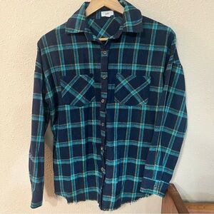 Ott Blue and Green Plaid Button-Up Shirt